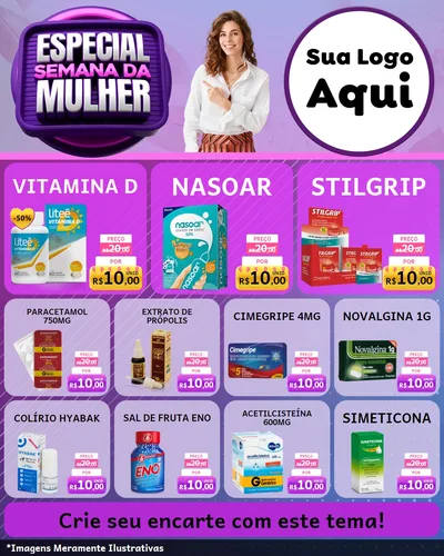 Modelo de Rede Social para Feed Instagram com o tema Especial Semana da Mulher para Farmácia