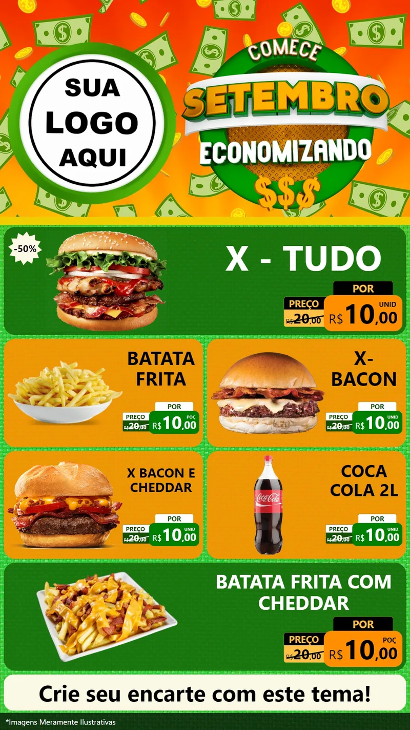 Modelo de TV para TV Vertical com o tema Comece Setembro Economizando para Hamburgueria