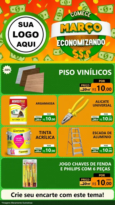 Modelo de TV para TV Vertical com o tema Comece Março Economizando para Material para Construção