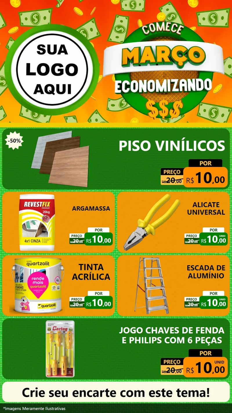 Modelo de TV para TV Vertical com o tema Comece Março Economizando para Material para Construção