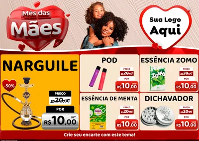 Modelo de Encarte para Encarte A4 Horizontal com o tema Mês das Mães para Tabacaria
