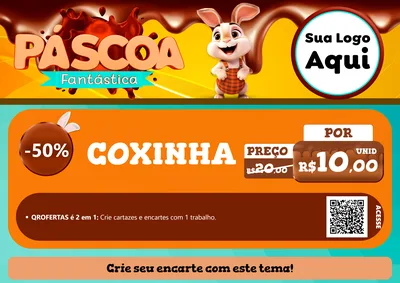 Modelo de Cartaz para Cartaz A4 Horizontal com o tema Páscoa Fantástica para Salgadaria