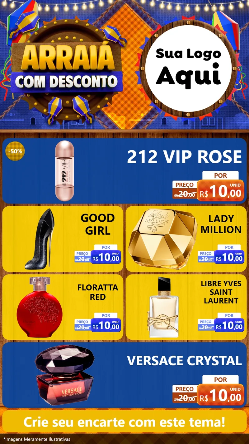 Modelo de TV para TV Vertical com o tema Arraiá Com Desconto para Perfumes