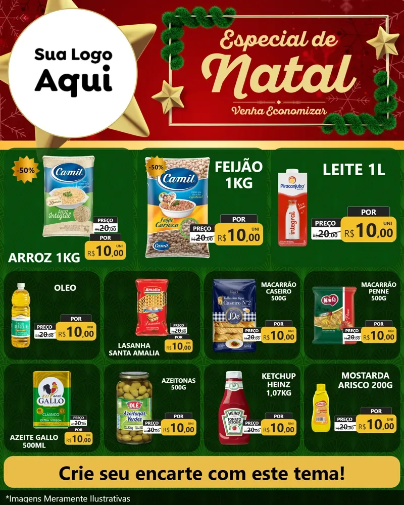 Modelo de Rede Social para Feed Instagram com o tema Especial de Natal para Supermercado