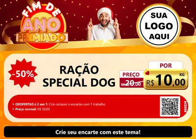 Modelo de Cartaz para Cartaz A4 Horizontal com o tema Fim de Ano Premiado para Pet Shop