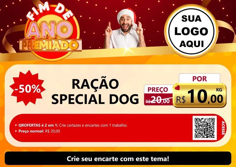 Modelo de Cartaz para Cartaz A4 Horizontal com o tema Fim de Ano Premiado para Pet Shop