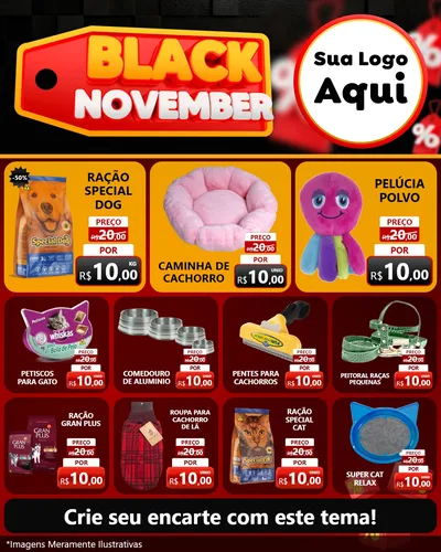 Modelo de Rede Social para Feed Instagram com o tema Black November para Pet Shop