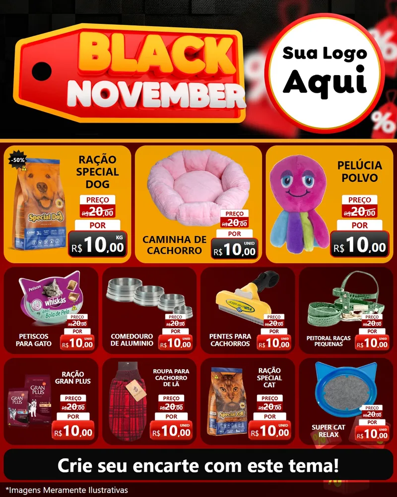 Modelo de Rede Social para Feed Instagram com o tema Black November para Pet Shop