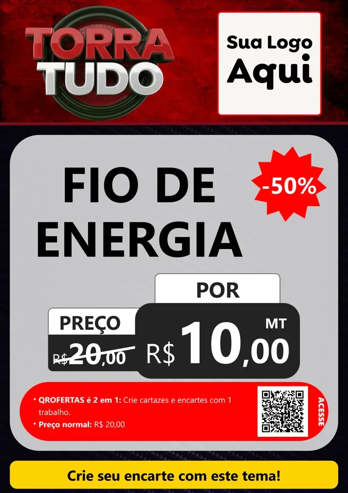 Modelo de Cartaz para Cartaz A4 Vertical com o tema Torra Tudo para Materiais Elétricos