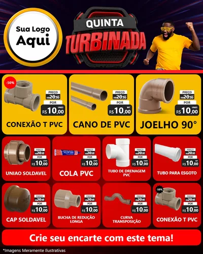 Modelo de Rede Social para Feed Instagram com o tema Quinta Turbinada para Tubos e conexões