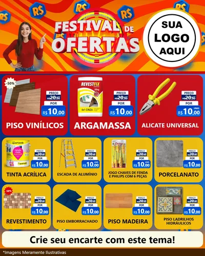 Modelo de Rede Social para Feed Instagram com o tema Festival de Ofertas para Material para Construção