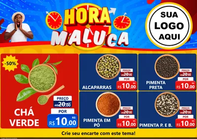 Modelo de Encarte para Encarte A4 Horizontal com o tema Hora Maluca para Produtos Naturais