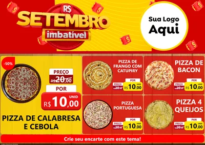 Modelo de Encarte para Encarte A4 Horizontal com o tema Setembro Imbatível para Pizzaria
