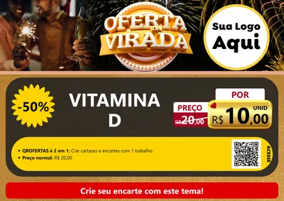Modelo de Cartaz para Cartaz A4 Horizontal com o tema Oferta da Virada para Farmácia
