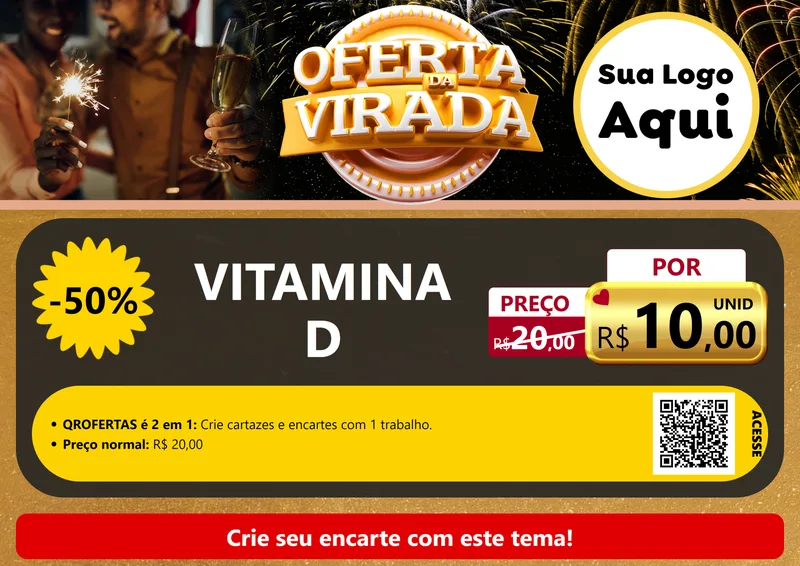 Modelo de Cartaz para Cartaz A4 Horizontal com o tema Oferta da Virada para Farmácia