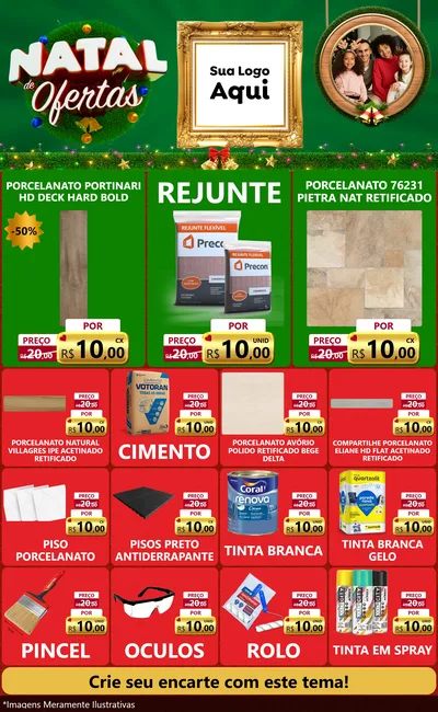 Modelo de Encarte para Encarte Grande com o tema Natal de Ofertas para Pisos e revestimentos
