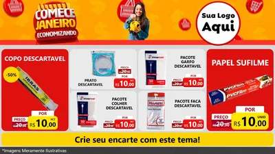 Modelo de TV para TV Horizontal com o tema Comece Janeiro Economizando para Embalagens