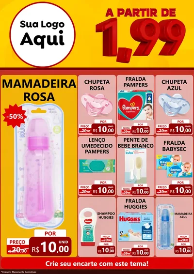 Modelo de Encarte para Encarte A4 Vertical com o tema A Partir de Um e Noventa e Nove - 1,99 para Bebês