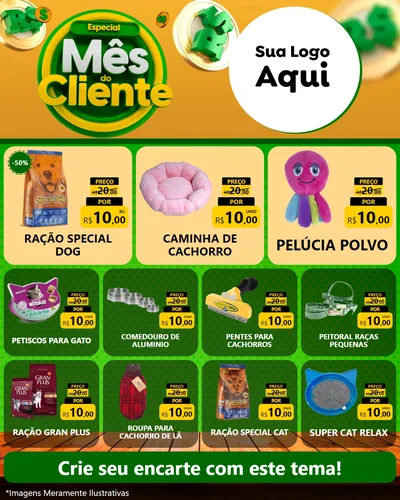 Modelo de Rede Social para Feed Instagram com o tema Especial Mês do Cliente para Pet Shop