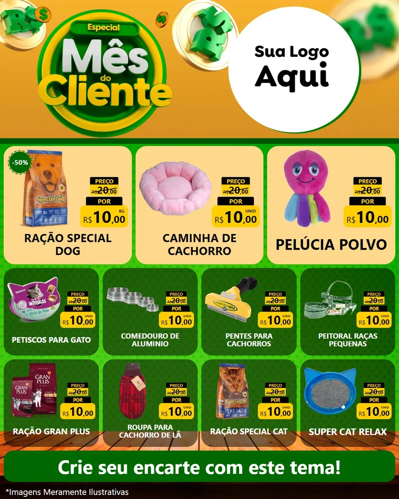 Modelo de Rede Social para Feed Instagram com o tema Especial Mês do Cliente para Pet Shop