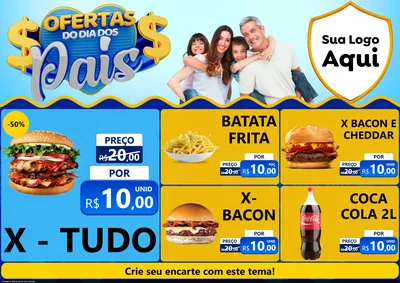 Modelo de Encarte para Encarte A4 Horizontal com o tema Ofertas do Dia dos Pais para Hamburgueria