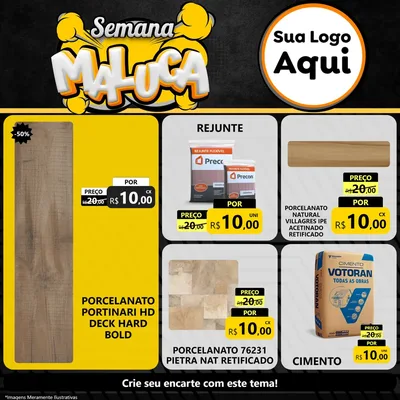 Modelo de Rede Social para Feed Facebook com o tema Semana Maluca para Pisos e revestimentos