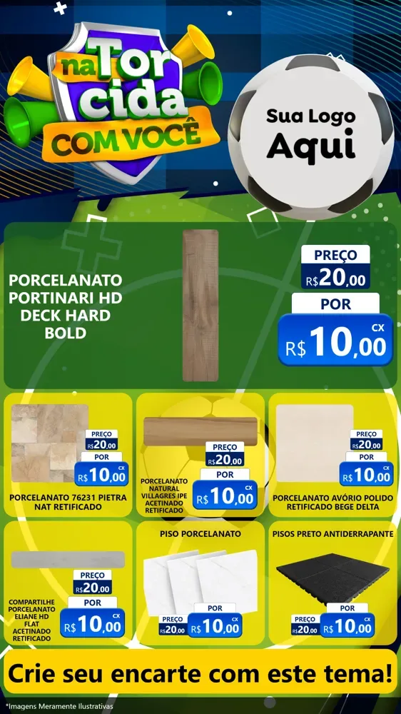Modelo de Rede Social para Stories com o tema Na Torcida Com Você - Copa para Pisos e revestimentos