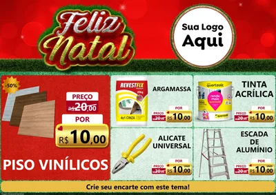 Modelo de Encarte para Encarte A4 Horizontal com o tema Feliz Natal para Material para Construção