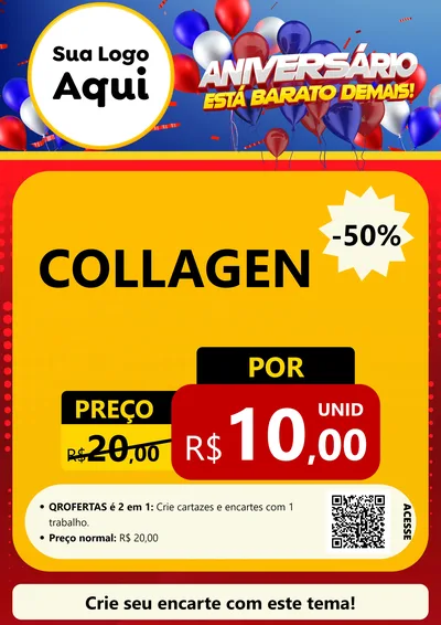 Modelo de Cartaz para Cartaz A4 Vertical com o tema Aniversário para Suplementos alimentares