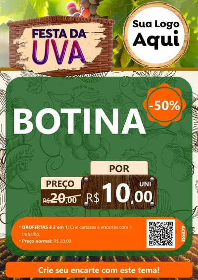 Modelo de Cartaz para Cartaz A4 Vertical com o tema Festa da Uva para Agropecuária