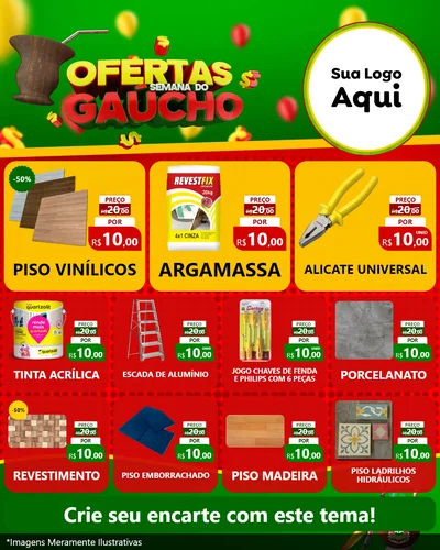 Modelo de Rede Social para Feed Instagram com o tema Ofertas Semana Do Gaúcho para Material para Construção
