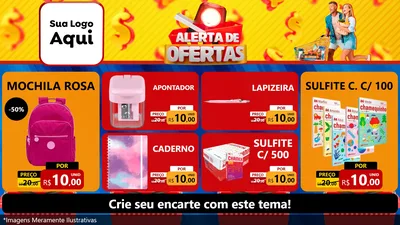Modelo de TV para TV Horizontal com o tema Alerta de Ofertas para Papelaria
