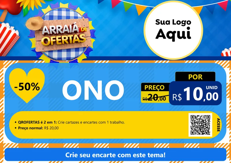 Modelo de Cartaz para Cartaz A4 Horizontal com o tema Arraiá de Ofertas para Óticas