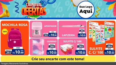 Modelo de TV para TV Horizontal com o tema Carnaval de Ofertas para Papelaria