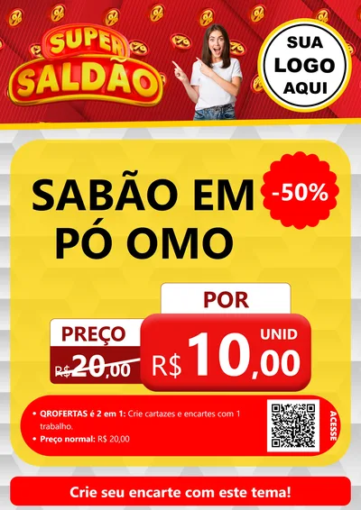 Modelo de Cartaz para Cartaz A4 Vertical com o tema Super Saldão para Produtos de Limpeza