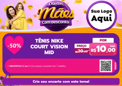 Modelo de Cartaz para Cartaz A4 Horizontal com o tema Dia das Mães com Desconto para Calçados