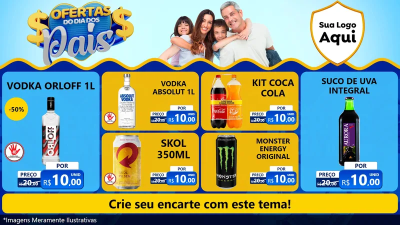 Modelo de TV para TV Horizontal com o tema Ofertas do Dia dos Pais para Distribuidora de bebidas