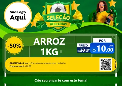 Modelo de Cartaz para Cartaz A4 Horizontal com o tema Seleção de Ofertas - Copa para Supermercado