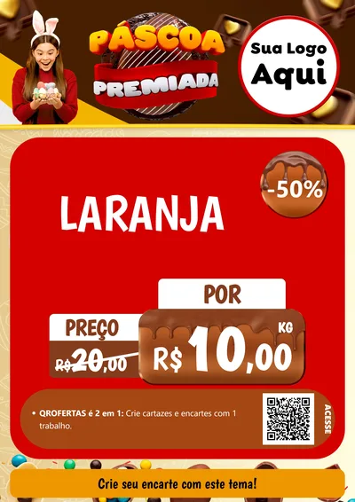 Modelo de Cartaz para Cartaz A4 Vertical com o tema Páscoa Premiada para Hortifrúti