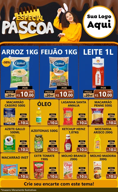Modelo de Encarte para Encarte Grande com o tema Especial Páscoa para Supermercado