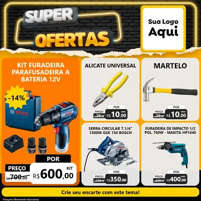 Modelo de Rede Social para Feed Facebook com o tema Super Ofertas para Maquinas e Ferramentas