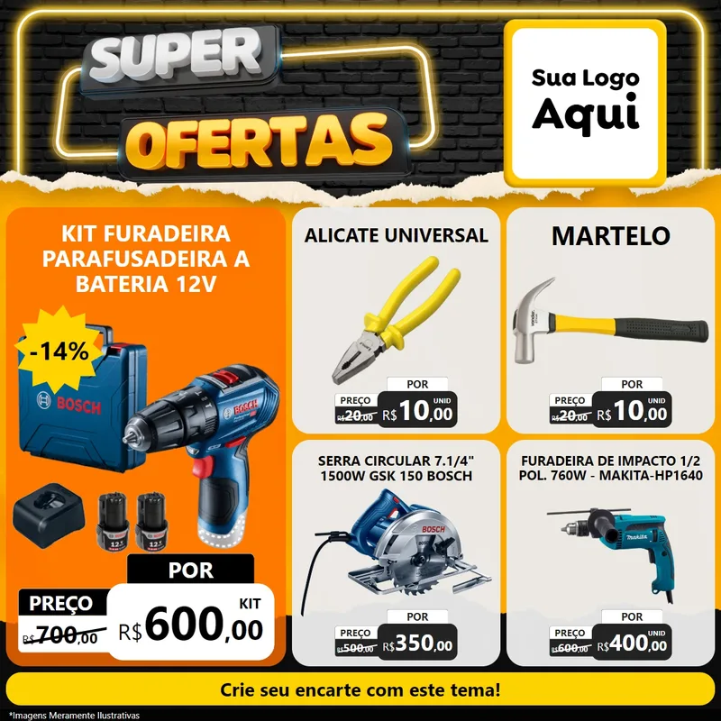Modelo de Rede Social para Feed Facebook com o tema Super Ofertas para Maquinas e Ferramentas