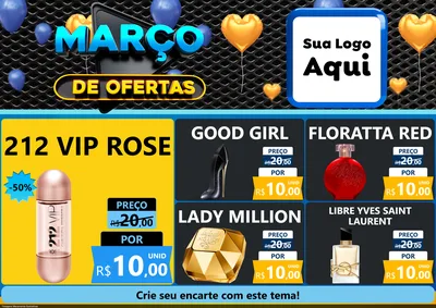 Modelo de Encarte para Encarte A4 Horizontal com o tema Março de Ofertas para Perfumes