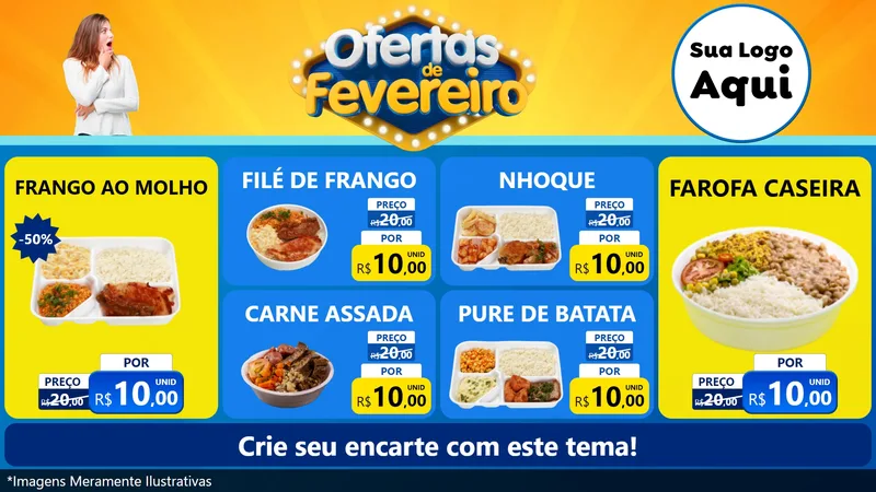 Modelo de TV para TV Horizontal com o tema Ofertas de Fevereiro para Restaurante