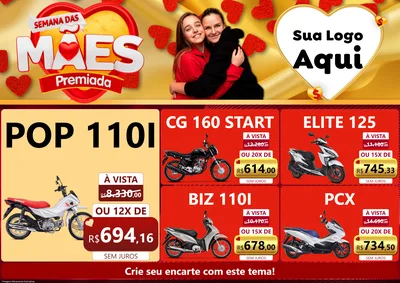 Modelo de Encarte para Encarte A4 Horizontal com o tema Semana das Mães Premiada para Concessionaria de Motos