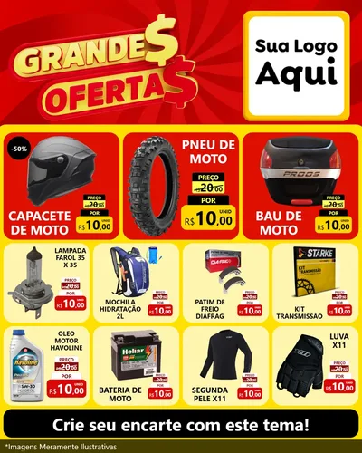 Modelo de Rede Social para Feed Instagram com o tema Grandes Ofertas para Moto peças