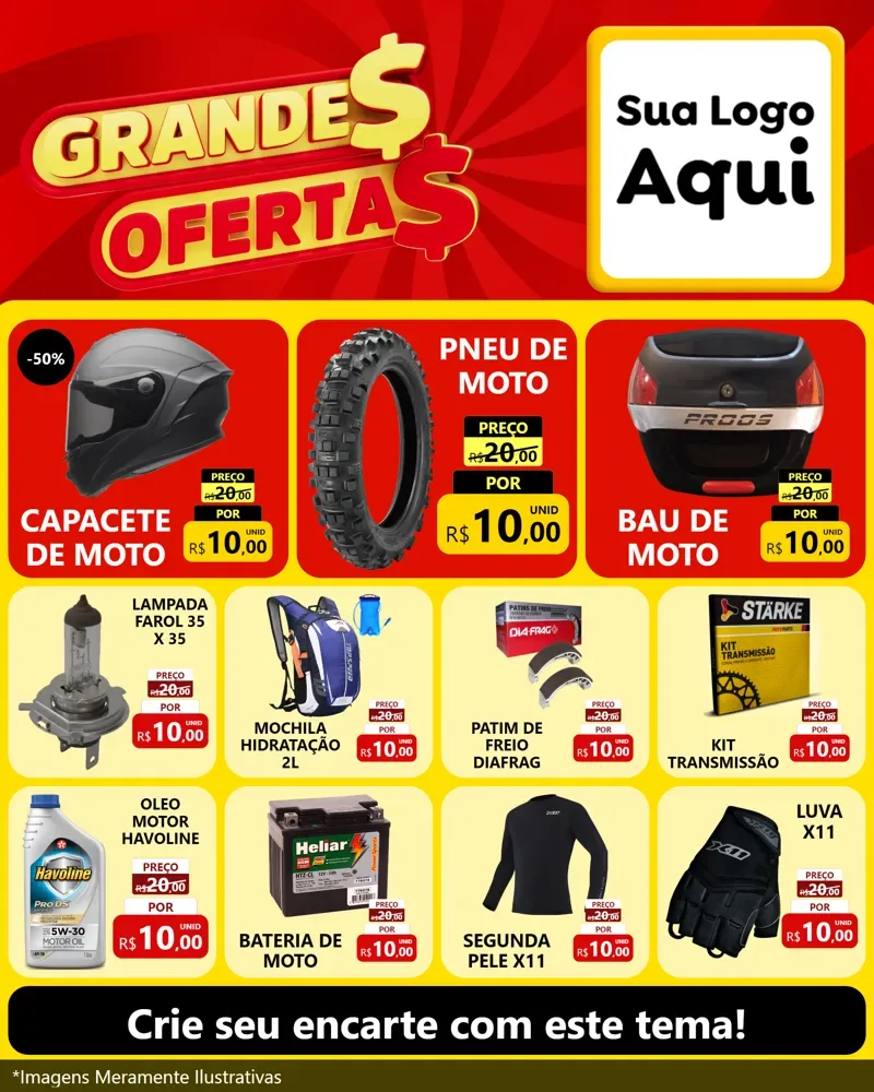 Modelo de Rede Social para Feed Instagram com o tema Grandes Ofertas para Moto peças