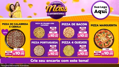 Modelo de TV para TV Horizontal com o tema Dia das Mães com Desconto para Pizzaria