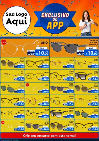 Modelo de Encarte para Encarte A4 Vertical com o tema Exclusivo do Aplicativo para Óticas