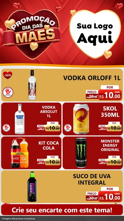 Modelo de TV para TV Vertical com o tema Promoção Dia das Mães para Distribuidora de bebidas